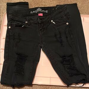 Almost Famous Women's Black Distressed Skinny Jeans